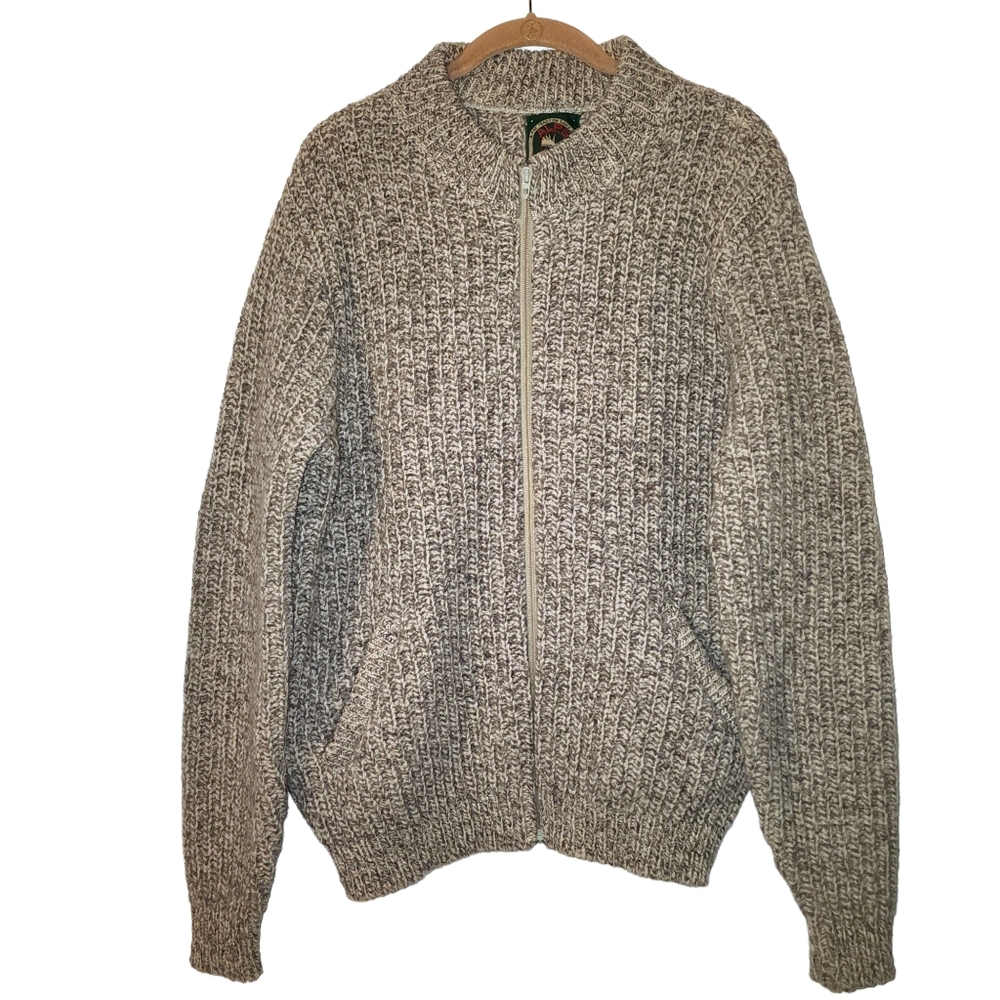 Vintage Alps Rugged Outdoors 100% Pure Wool Zip Up Cardigan With Pockets Unisex
